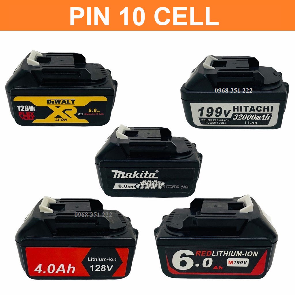 PIN 10 CELL DUNG LƯỢNG KHỦNG - PIN MÁY KHOAN, SIẾT BULONG