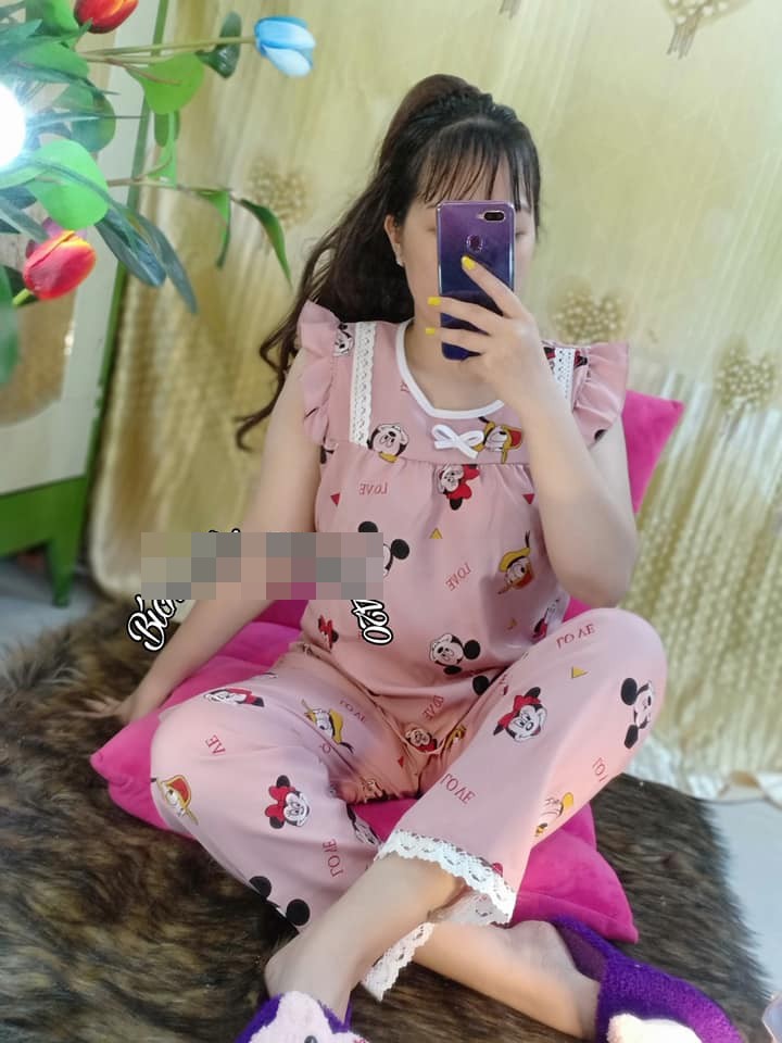 Đồ Bộ Pijama Dài Vải Kate Lụa Mịn Đẹp Viền Bèo ( Trái dâu)  Freesize 43-56Kg