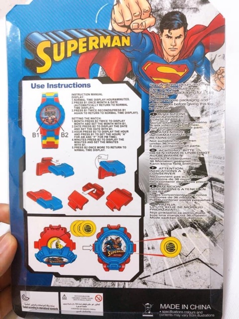 Vỉ đồ chơi đồng hồ- điện thoại pin Superman( có bán sỉ)