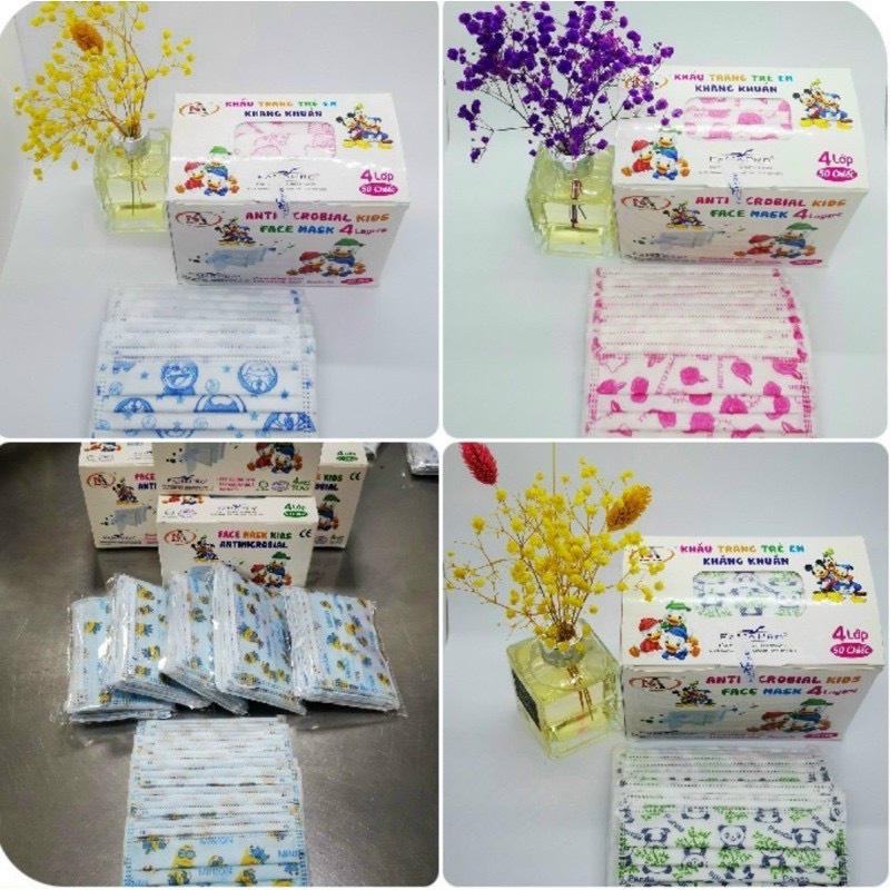 Khẩu trang y tế trẻ em từ 4-10t 4 lớp kháng khuẩn Nam Anh Famapro kids