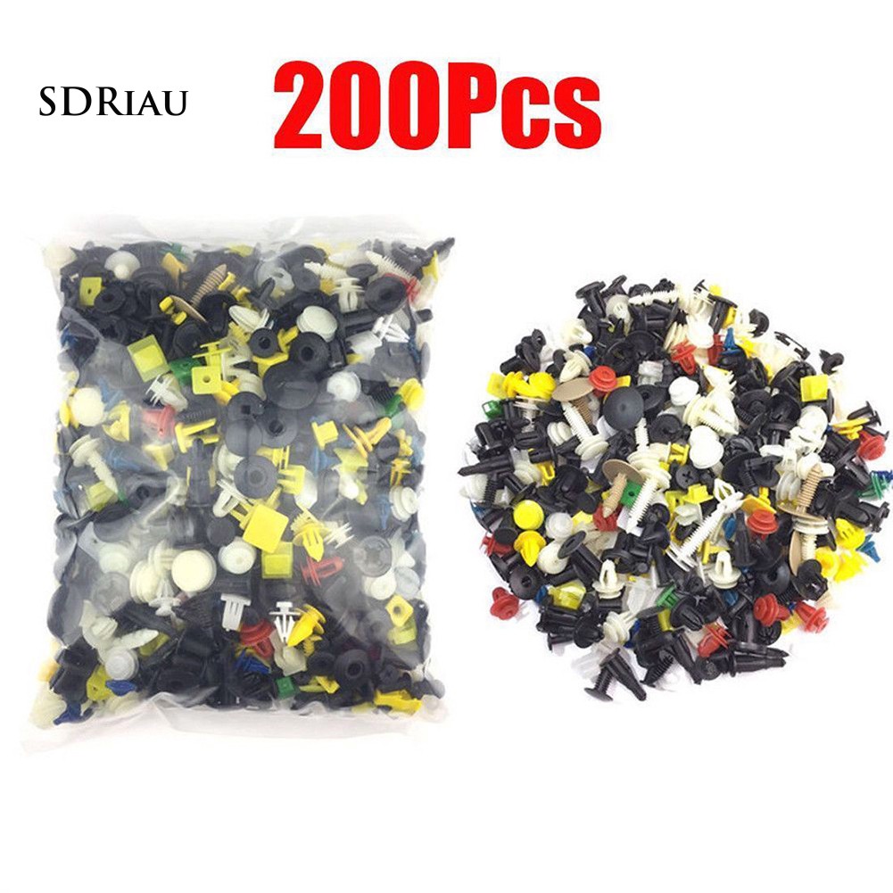 【Ready Stock】200Pcs Universal Mixed Color Auto Fastener Car Bumper Door Panel Clips Rivets