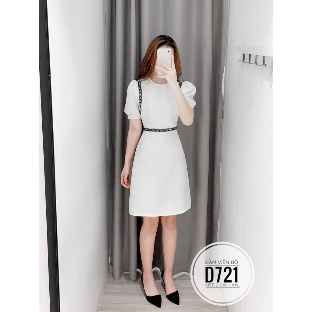 BIGSIZE Đầm viền bố D721 Chất liệu: vải cotton thái Màu sắc: trắng - đen