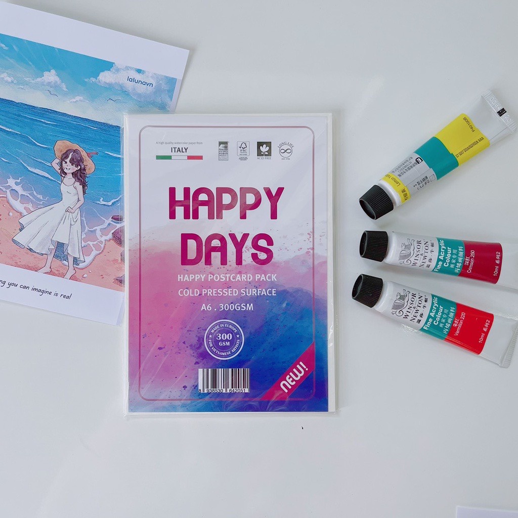 Giấy vẽ màu nước Happy Postcard A6 300gsm