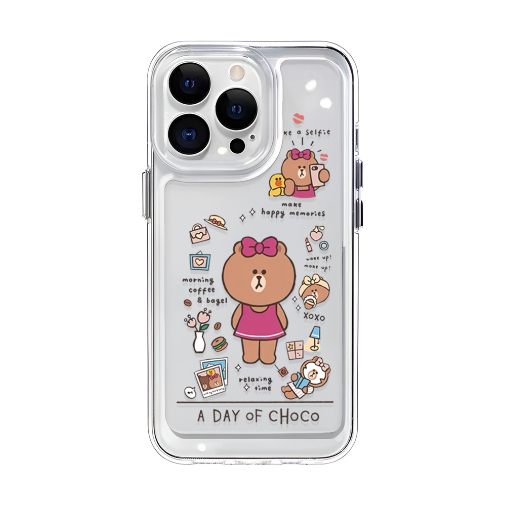 Ốp Điện Thoại Trong Suốt Hình Gấu Nâu Thắt Nơ Cho iphone 14ProMax 14Plus 13 11 12 7Plus X XR XS Max