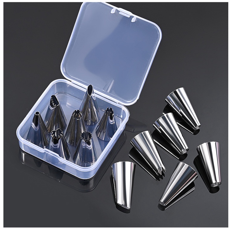 Set 12 Vòi Phun Kem Trang Trí Bánh Kèm Hộp Đựng