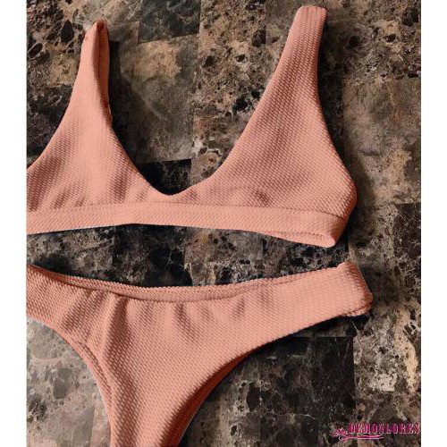 Bộ đồ tắm 2 mảnh có mút nâng ngực màu trơn kiểu dáng thời trang cho nữ | BigBuy360 - bigbuy360.vn