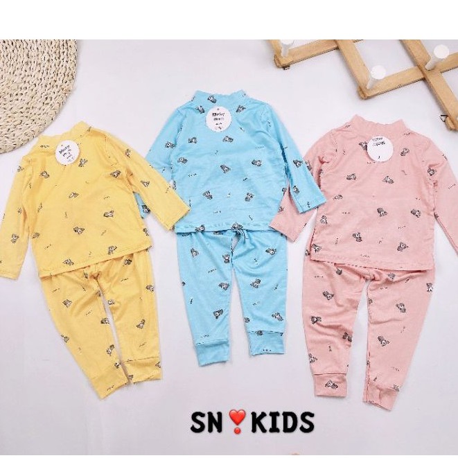 Bộ dài tay cổ cao 3p in hình gấu Panda thun lạnh cho bé 8-18kg❤️FREESHIP❤️đồ thu bé trai bé gái