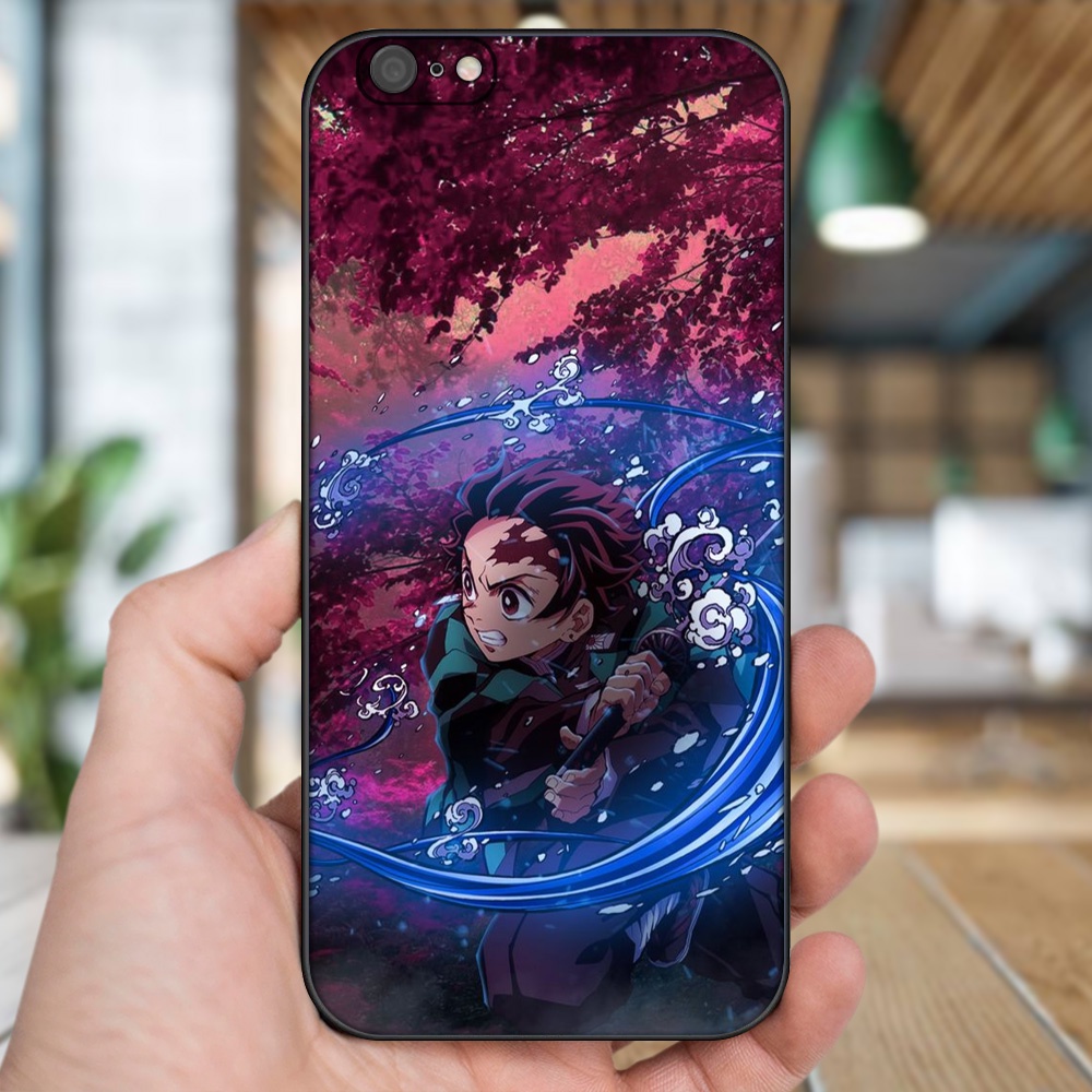 Ốp lưng iPhone 6 Plus, 6s Plus dẻo đen cạnh vuông in hình Tanjiro Kimetsu No Yaiba