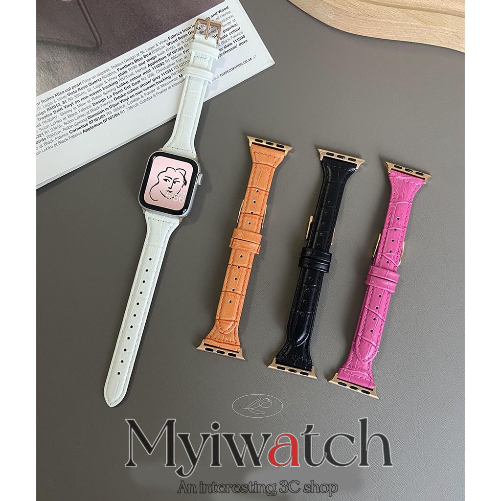 Dây Đeo Tay Bằng Da Cá Sấu 8 Màu Thời Trang Cho Đồng Hồ Thông Minh Apple Watch Series 6 5 3 4 2 Se Iwatch 38mm 40mm 42mm 44mm T500