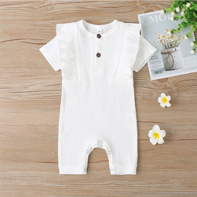 Body Ngắn Tay Trơn Màu Cho Bé Gái Sơ Sinh 0-18 Tháng,Bodysuit Liền Thân Áo Liền Quần Cho Bé