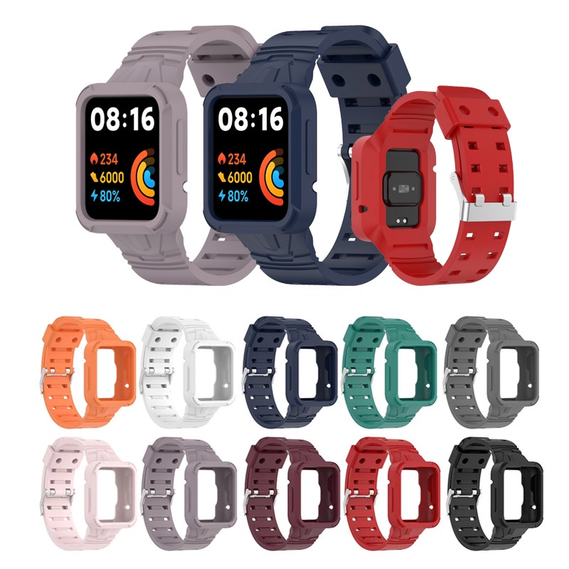 Dây Đeo Thể Thao Bằng Silicone Kèm Vỏ Bảo Vệ Cho Redmi Watch