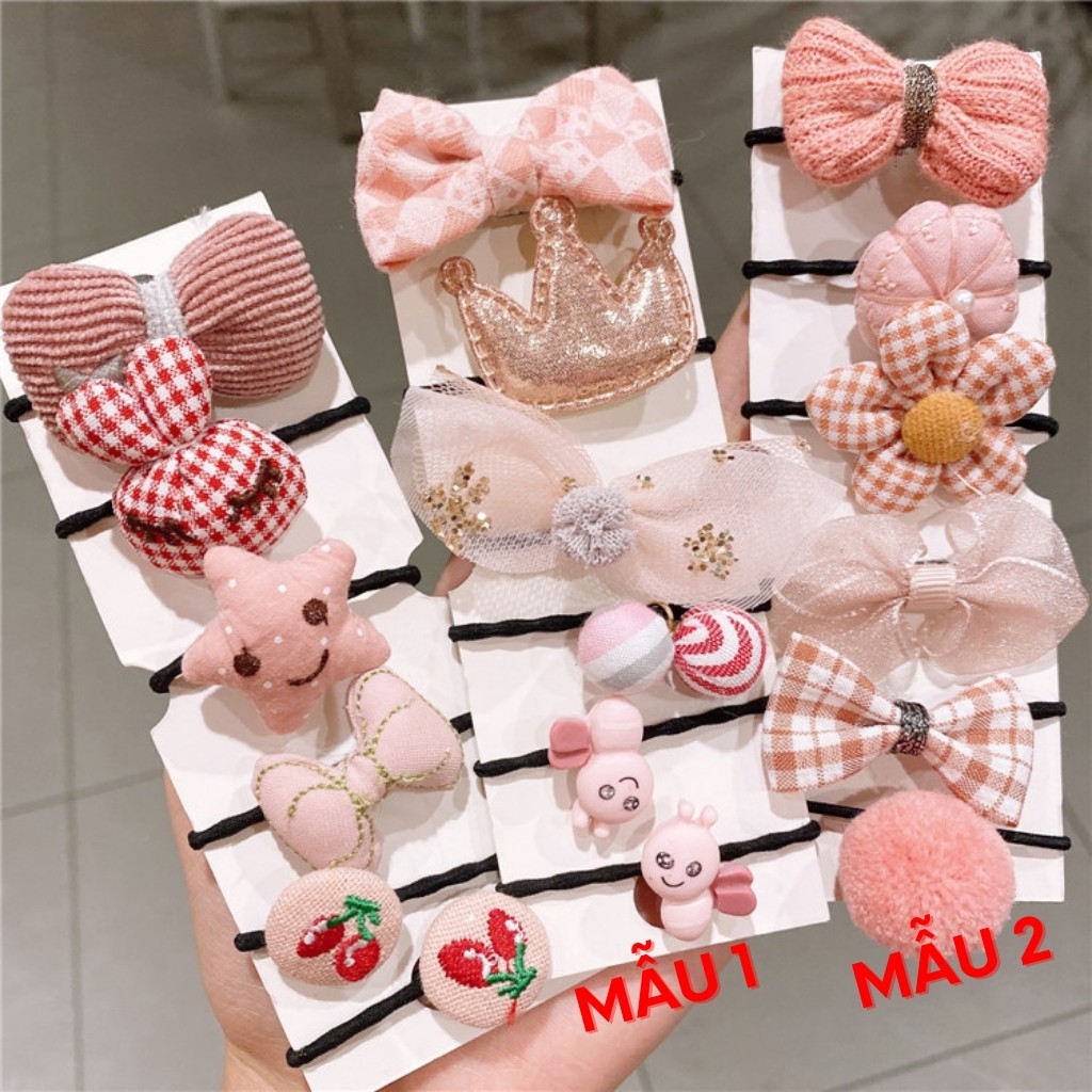 Phụ kiện tóc, chun buộc tóc, cột tóc xinh xắn phong cách Hàn Quốc, Set 6 chiếc