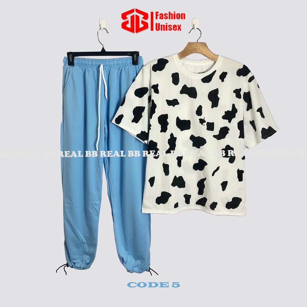 ĐỒ BỘ THUN DÂY RÚT - (Nhiều Mẫu) QUẦN XANH DƯƠNG, ÁO CARTOON From Rộng Unisex, THOÁNG MÁT, Freesize DƯỚI 65KG - BB REAL