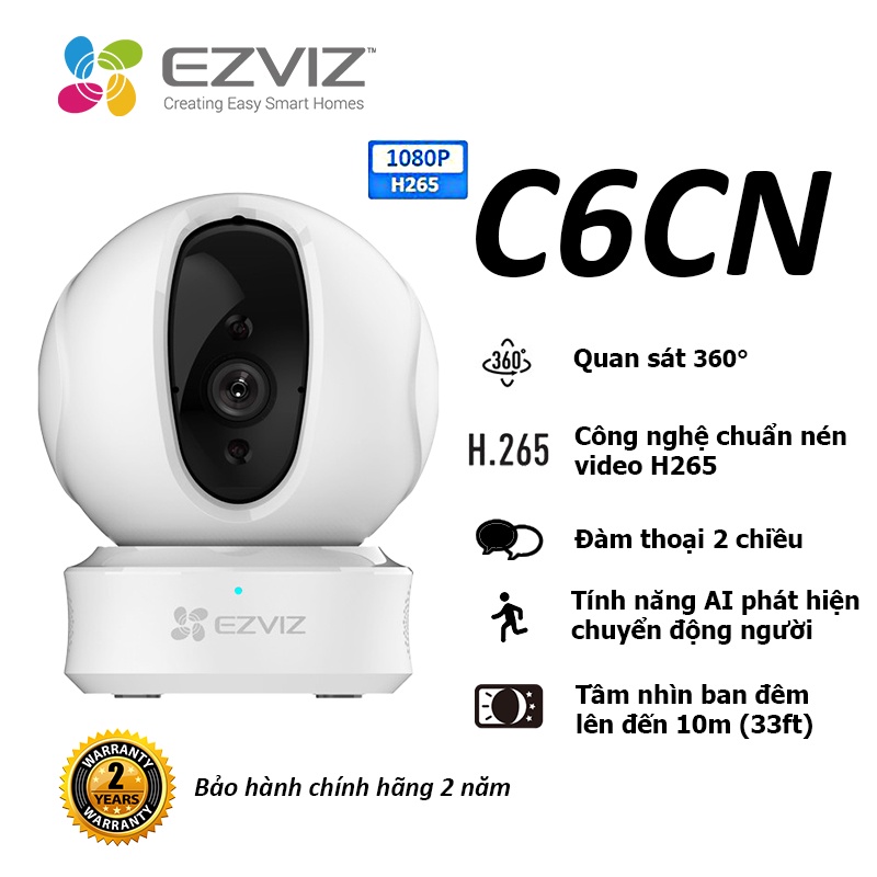 Camera IP wifi Ezviz C8C 1080p 2.0Megapixel, ngoài trời xoay 360, có mic trên camera | BigBuy360 - bigbuy360.vn