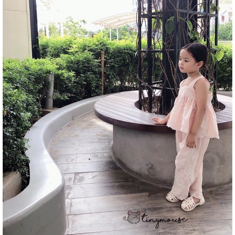 Tiny Mouse - bộ thô thêu cho bé gái màu hồng xinh xắn