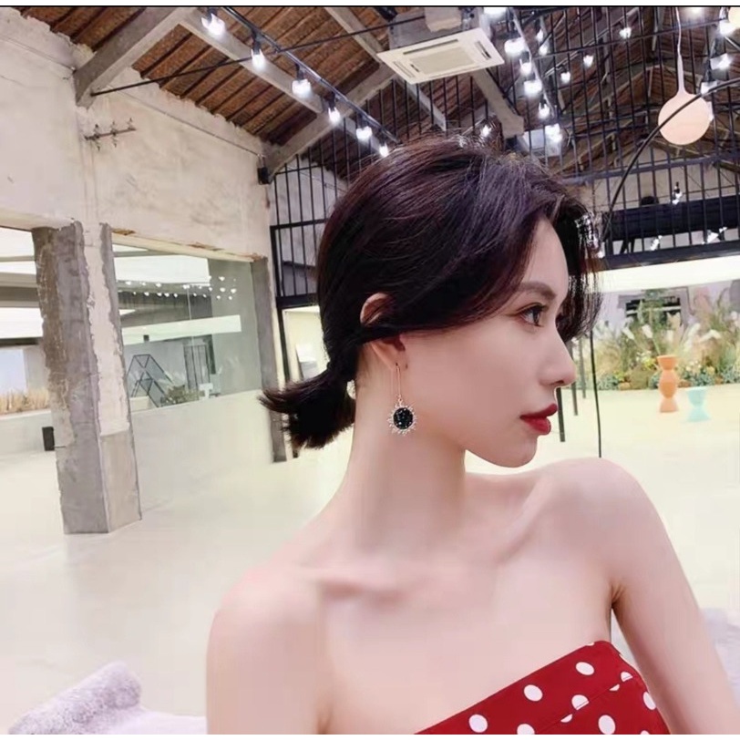 Đôi Khuyên Tai Hình Hoa Hướng Dương Đính Đá Sang Trọng Cho Nữ