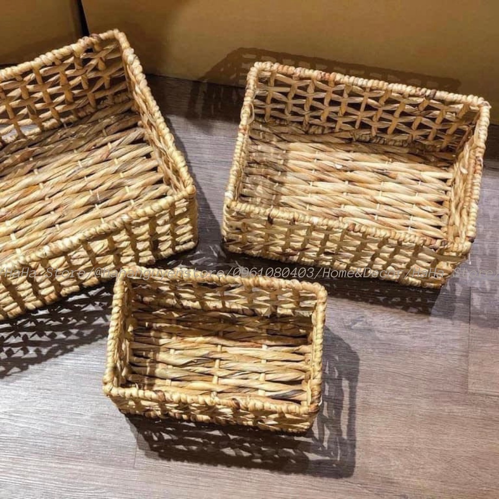 Khay Lục Bình Decor - Giỏ Lục Bình đa năng CÓ VẢI LÓT KLB01