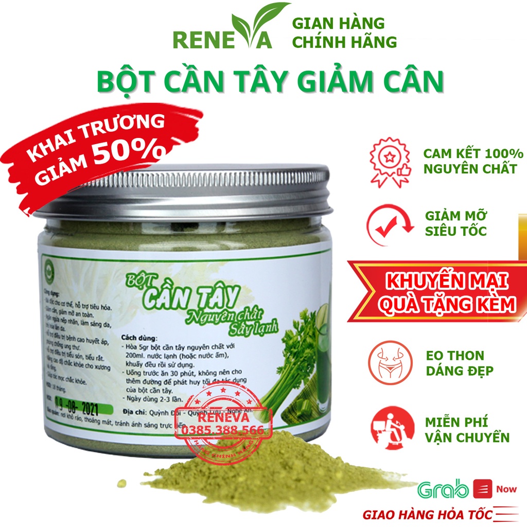 Bột Cần Tây Sấy Lạnh Hộp 200gr Bột Cần Tây Giảm Cân Nhanh An Toàn Da Xinh Dáng Đẹp Vạn Người Mê BCT01 RENEVA