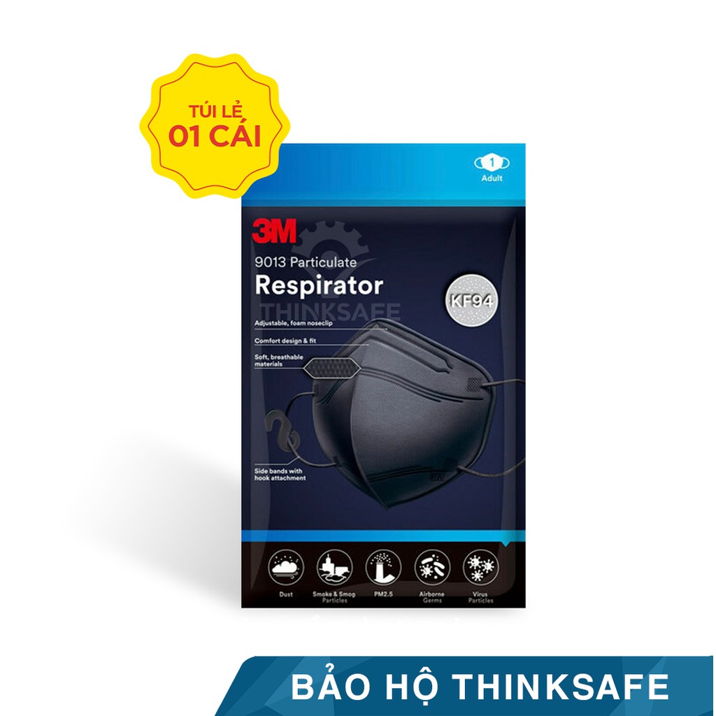 Khẩu trang hàn quốc 3M Thinksafe, kiểu dáng 3D thời trang, vải kháng khuẩn màu trắng, khẩu trang 3M chính hãng - 3M 9013