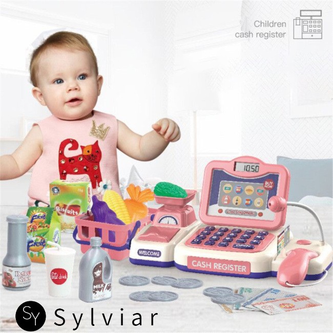 educational set Bộ Đồ Chơi Máy Tính Tiền Siêu Thị Mini Cho Bé