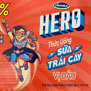 Thùng sữa trái cây Hero Dâu/Cam Vinamilk 48x110ml