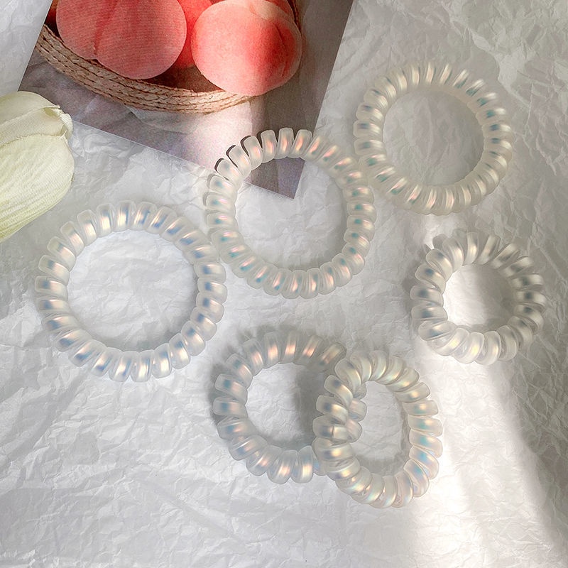 Đồ cột tóc đuôi nhựa bằng dây cao su kiểu xoắn dây điện thoại Hàn Quốc