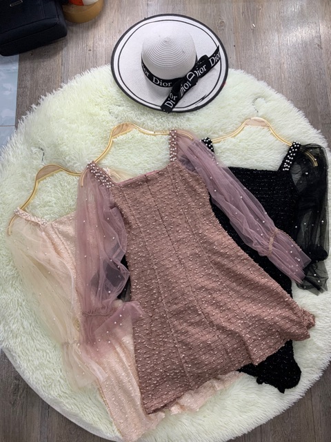 [Mã FAGREEN1505 giảm 10% tối đa 30K đơn 99K] Váy dạ tay voan đính Ngọc - quảng châu | BigBuy360 - bigbuy360.vn