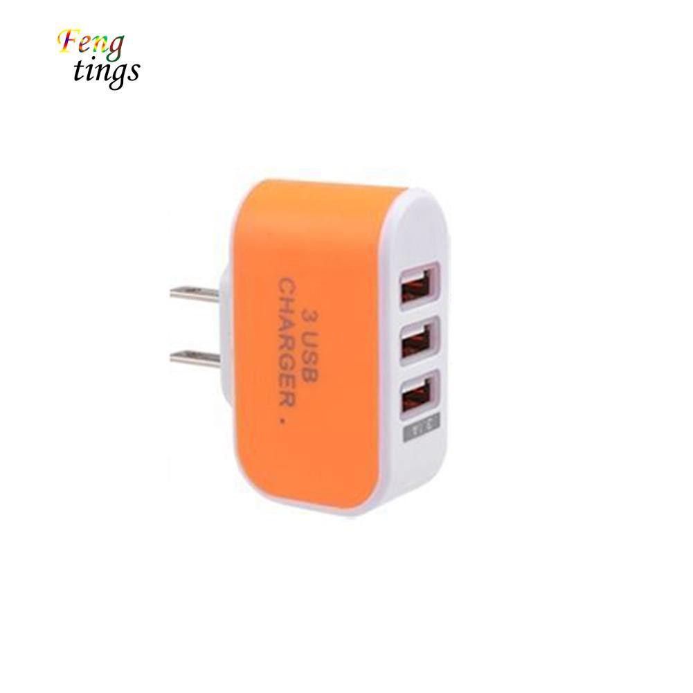 Cốc sạc 3 cổng USB phích cắm EU/US lựa chọn tiện dụng