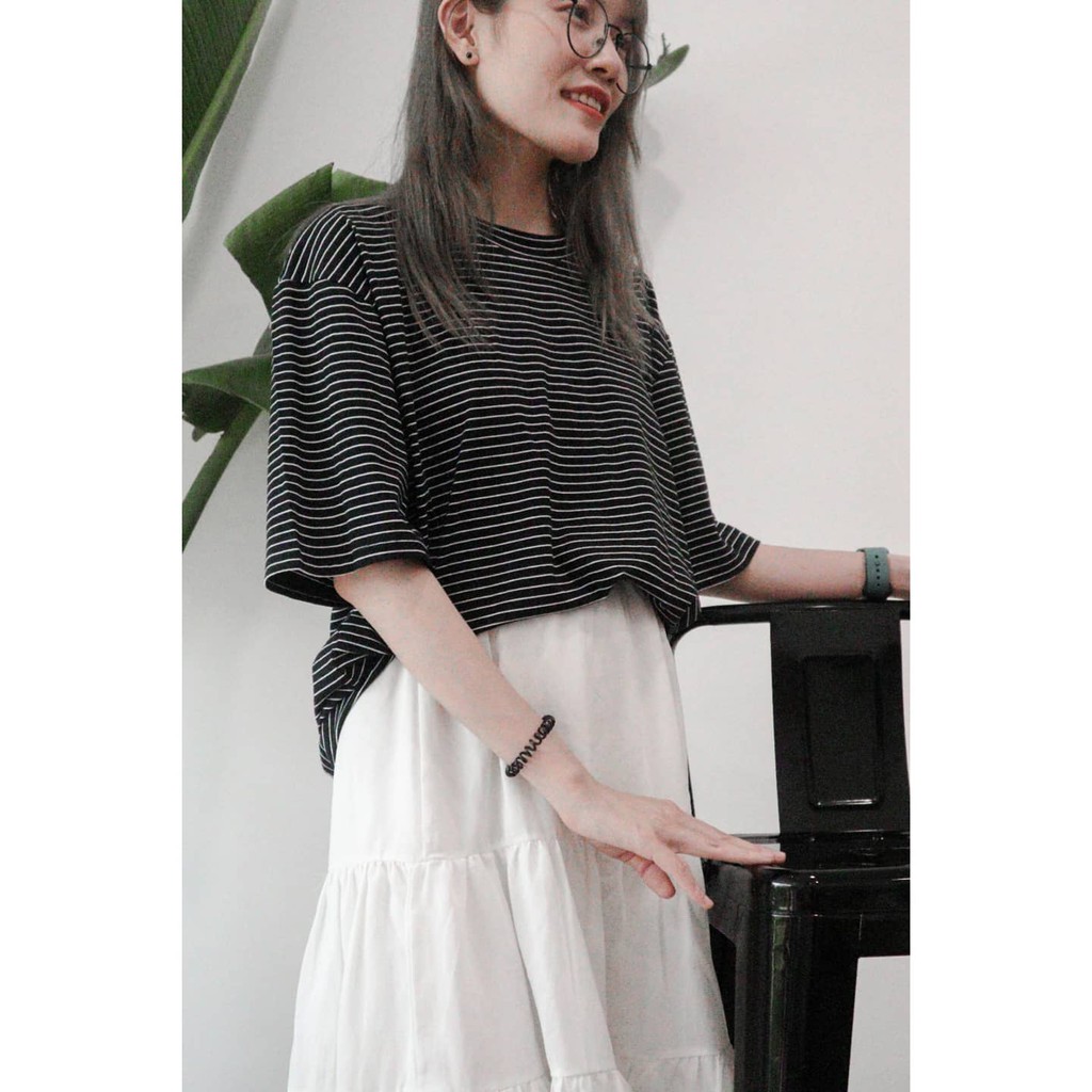 Áo thun cotton co giãn 4 chiều mẫu sọc và mẫu rằn ri DOKESI -  Stripy Stripe T-shirt & Camo T-shirt