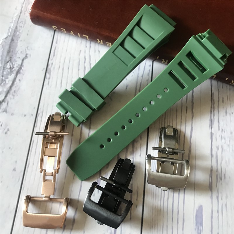 Thay thế Richard Mille Đồng hồ cao su silicone nhập khẩu không thấm nước Richard Mille với tai 25mm