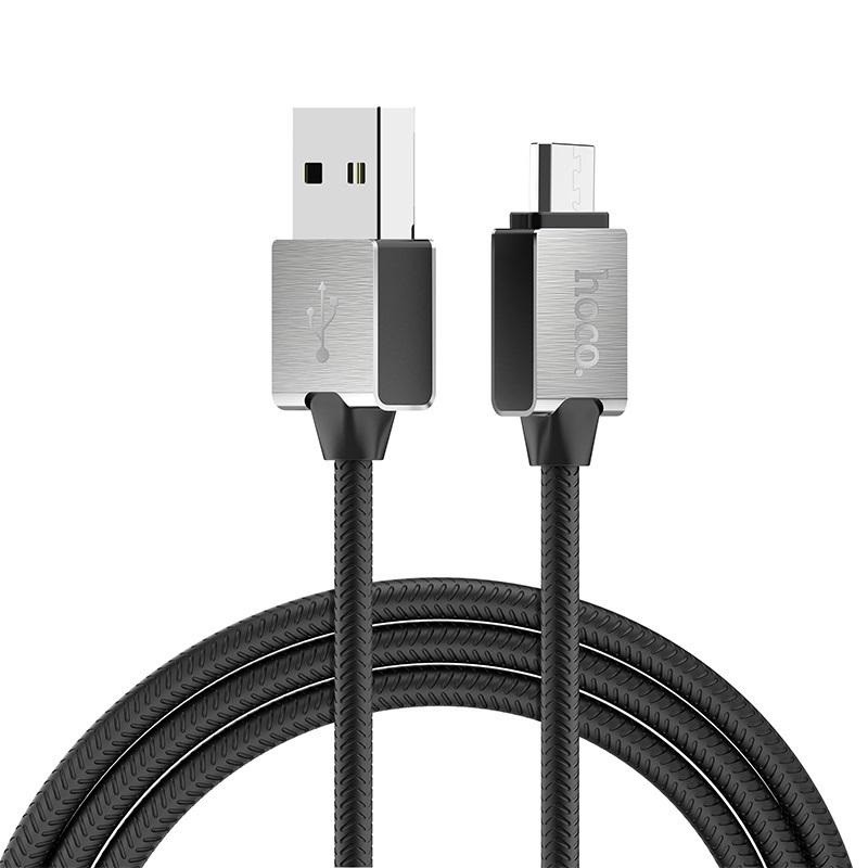 Cáp sạc nhanh và truyền dữ liệu cổng microUSB Hoco U49 Refined steel QC3.0 dài 1.2M Max 2.4A