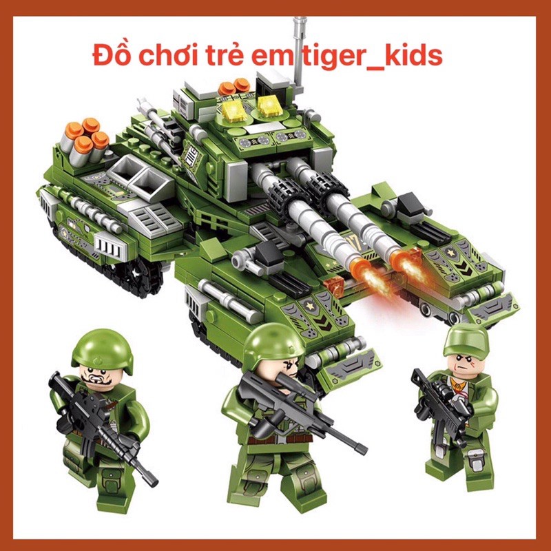 Bộ LEGO cho bé trai máy bay chiến đấu K072,  xe tăng quân sự K062