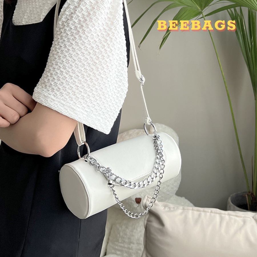 Túi Đeo Chéo Phối Dây Xích Cá Tính Phong Cách Y2K Màu Xanh, Đen, Hồng, Trắng | TX44 | Túi Da Phá Cách Dễ Phối Đồ Đi Chơi