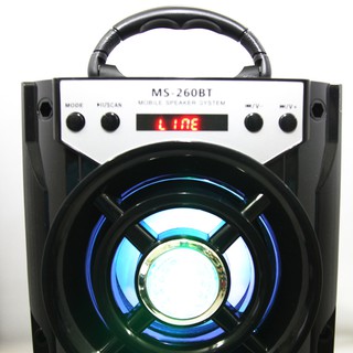 Loa gỗ Bluetooth xách tay MS-260BT đèn led ( Đen )