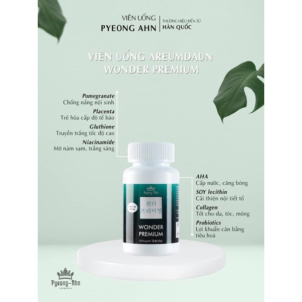 Viên uống trắng da chống nắng Areumdaun Wonder Premium Pyeong ahn Hàn Quốc