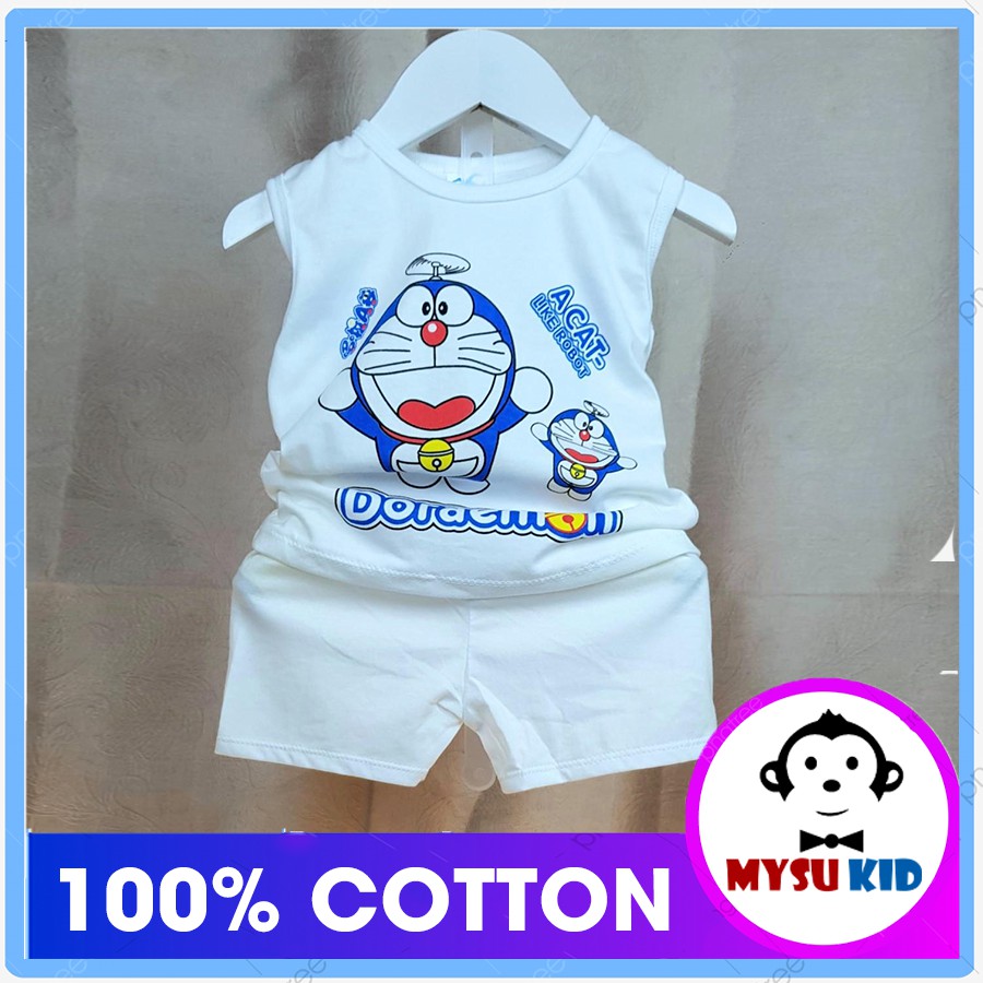 [ 20kg đến 57kg ]Set 2 bộ quần áo trẻ em ba lỗ thun cotton trắng cao cấp