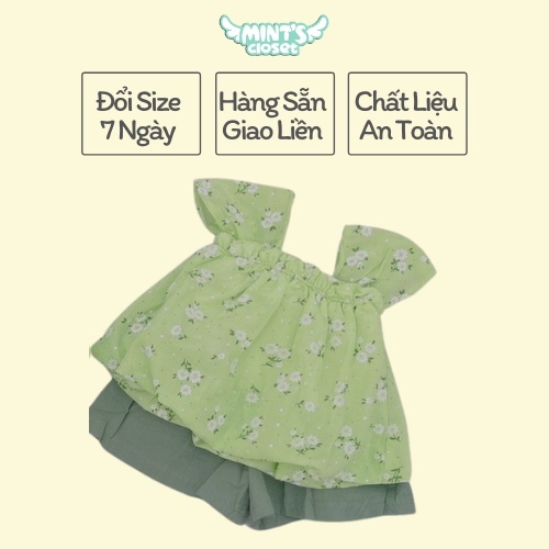 Set áo phồng tiểu thư hoa nhí dễ thương cho bé gái 1 2 3 4 tuổi mintcloset Mint's Closet - GA2048