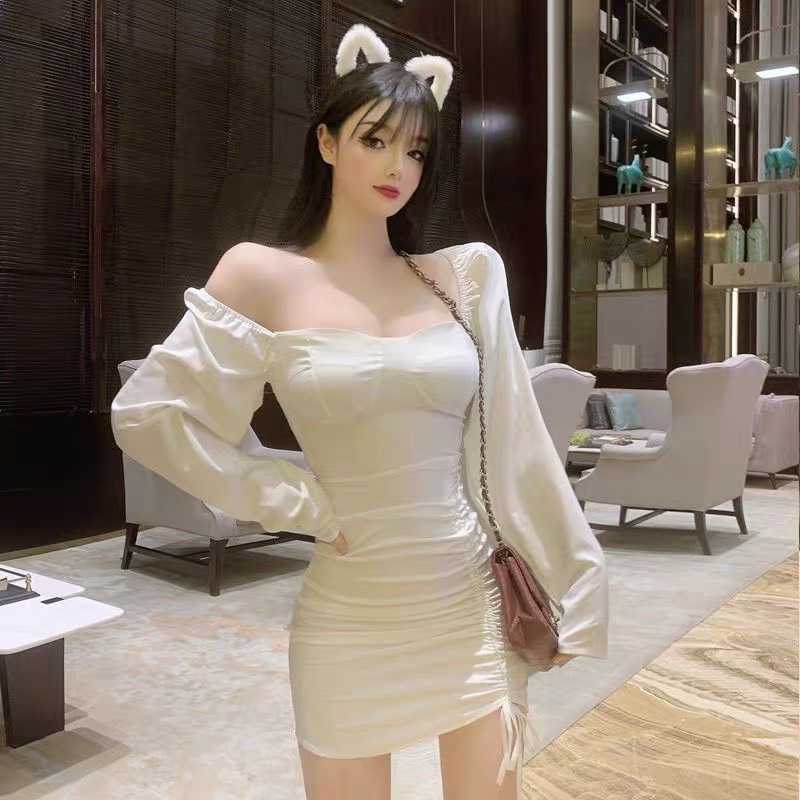 Đầm trắng nữ dáng ôm tay dài Emilyshop