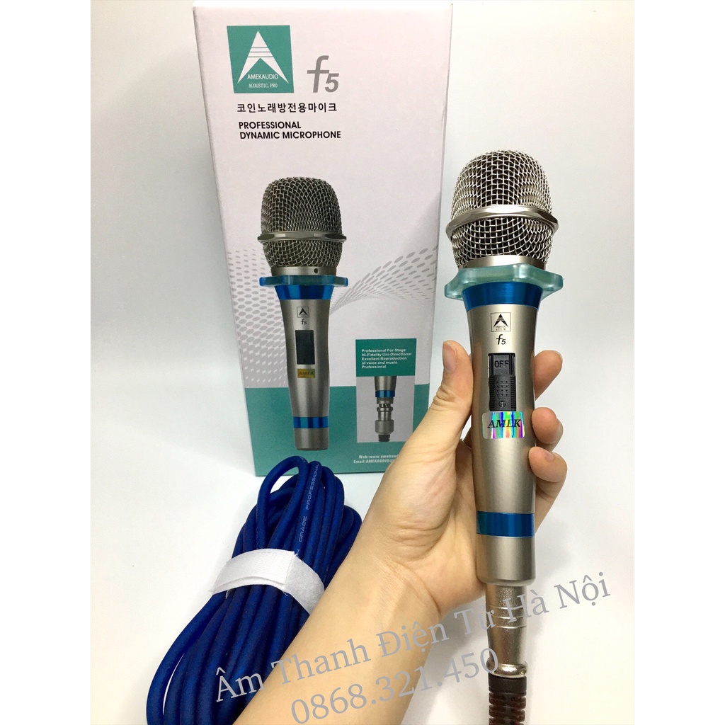 Micro Có Dây AMEK Pro F5 Dòng Karaoke Chuyên Nghiệp Cao Cấp, Chống Hú Tốt,  Không Có Đối Thủ Trong Tầm Giá.