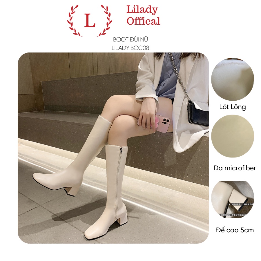Boot đùi cao cổ nâng chiều cao 5 phân siêu sang - có lót lông Bốt đùi giày cao cổ