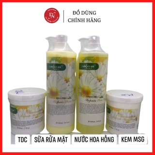 Bộ chăm sóc da hoa cúc, bộ 4 món tẩy da chết , sữa rửa mặt, kem massage, nước hoa cúc chuyên dùng cho spa