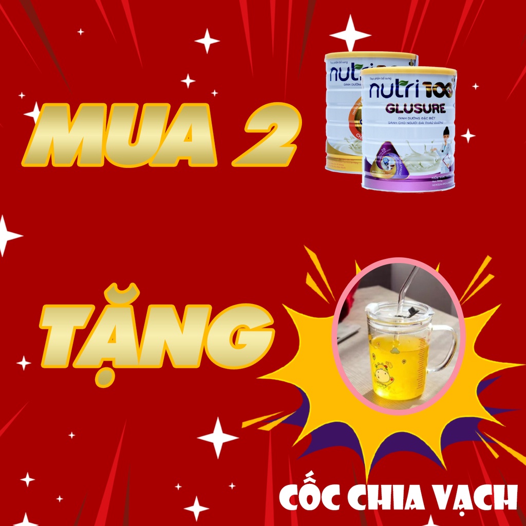 Sữa bột dinh dưỡng cho người tiểu đường NUTRI 100+ Glusure 400g Giúp kiểm soát đường huyết tăng hệ miễn dịch đường ruột.