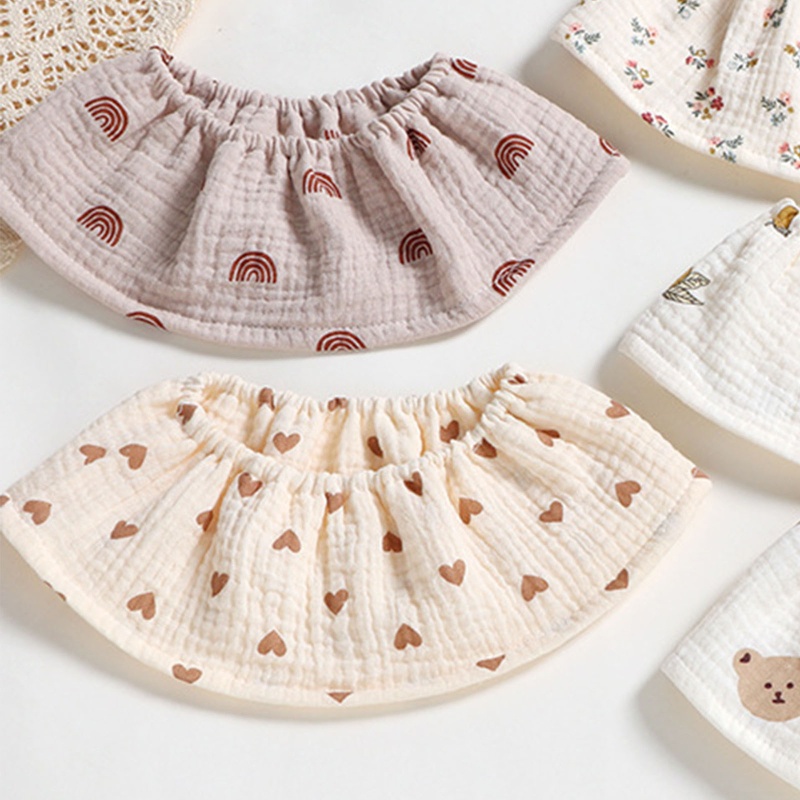 Yếm Ăn Cotton Hình Tròn Thoáng Khí Xoay 360 Độ In Họa Tiết Hoạt Hình Xinh Xắn Cho Bé