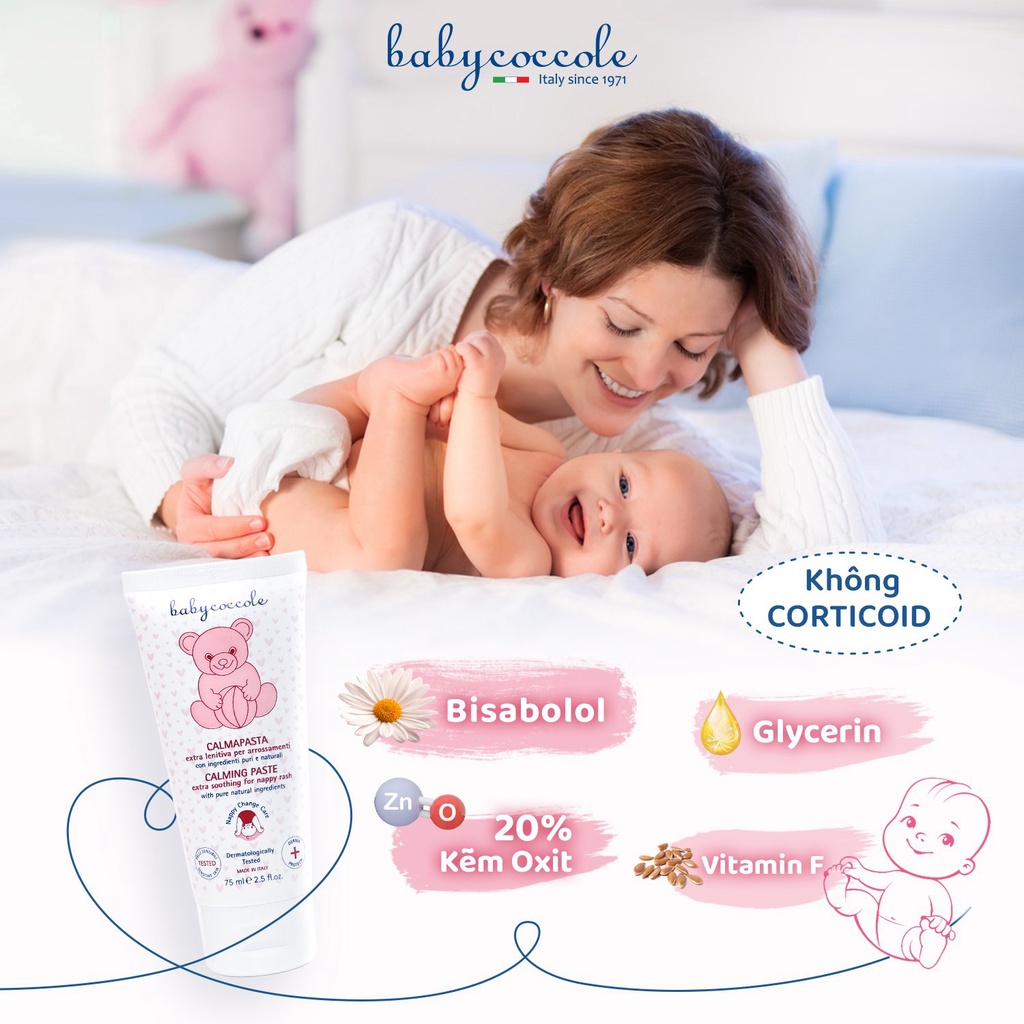 Kem chống hăm cho bé Babycoccole 0M+ chiết xuất hoa cúc và ZnO 20% 75ml