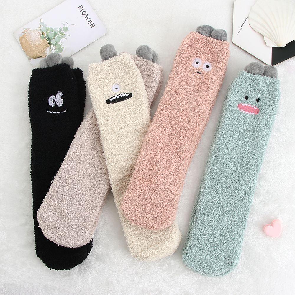 Vớ Ngủ Vải Nhung San Hô Giữ Ấm Mùa Đông In Hoạt Hình Động Vật Dễ Thương Cho Nữ