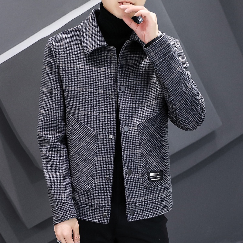 Áo khoác dạ nam dáng ngắn cao cấp dài tay cổ bẻ siêu đẹp