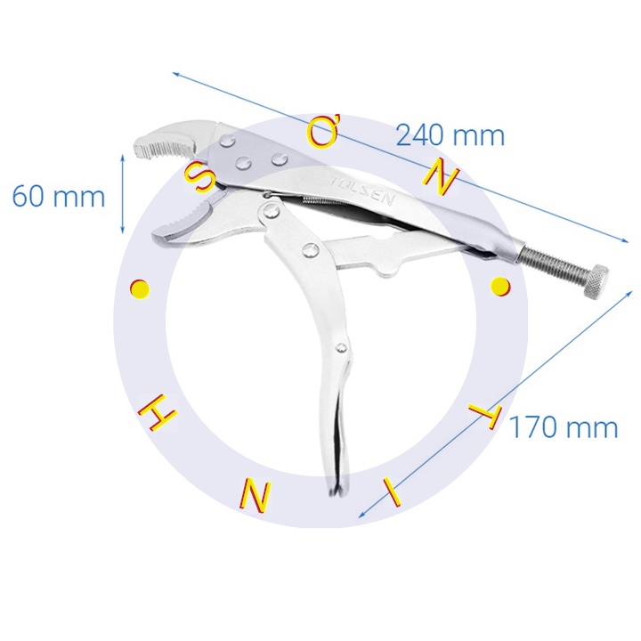TOLSEN Kềm Kìm Bấm Khóa Chết 10inch 250mm Locking Oliers 10051