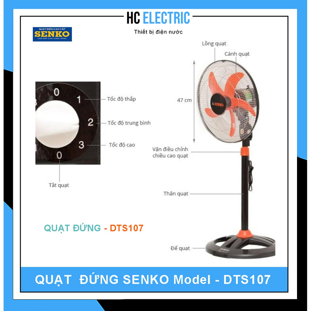 [ RẺ VÔ ĐỊCH ] Quạt Đứng SENKO - Model - DTS107 - DTS1607 - DCN1808 - DCN1806 - DR1608( Bảo hành 2 năm)