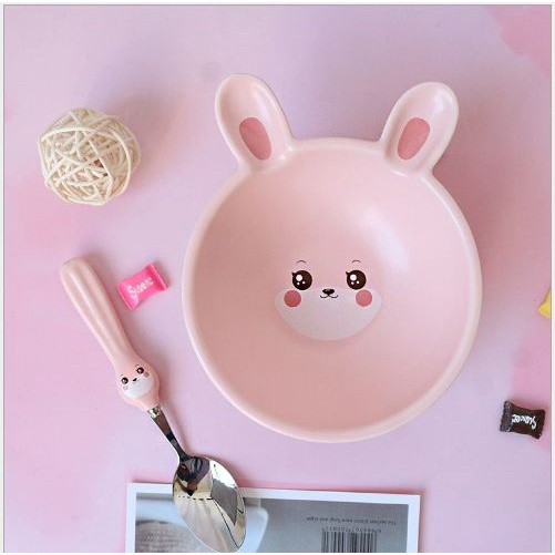 Bát ăn dặm cho bé kiểu nhật hình thú mèo thỏ cute dung tích 130ml