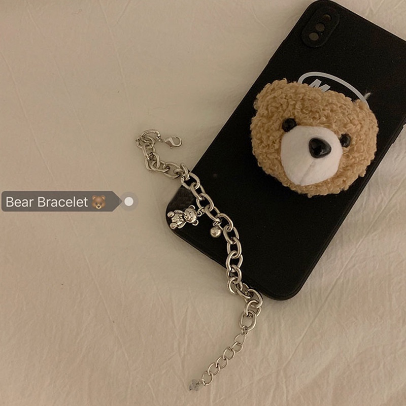 Vòng Đeo Tay Bằng Hợp Kim Kim Loại Hình Gấu Xấu Tối Giản Nhật Bản Và Hàn Quốc INS cold wind Cho Nữ